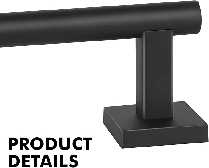 Matte Black Single Towel Bar Rack, 32 Inches Stainless Steel Towel Rod-Square Base, Wall Mounted Towel Holder for Bathroom