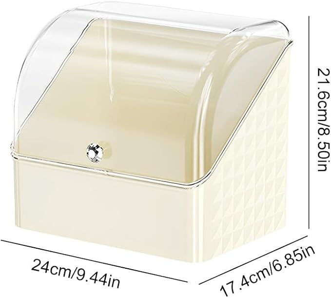 Large Clear Cosmetic Makeup Organizer with Lid, Desktop Cosmetics Box Tabletop Cosmetics Holder, Dresser Top Organizer Case for Cosmetics, Lotion, Beauty Product