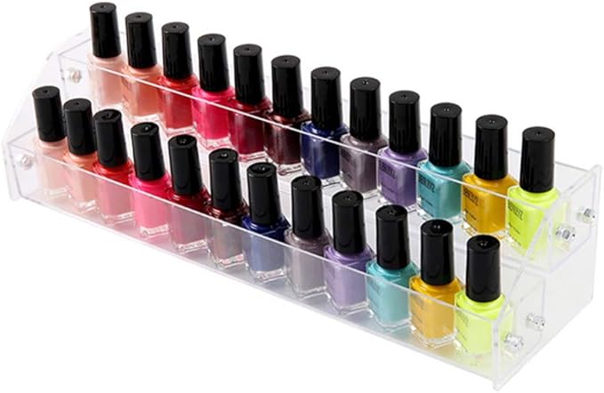 1 Pcs Multi-Layer Removable Nail Polish Shelf Acrylic Clear Cosmetics Multi-Functional Display Stand Rack Holder for Women (2 Layers)