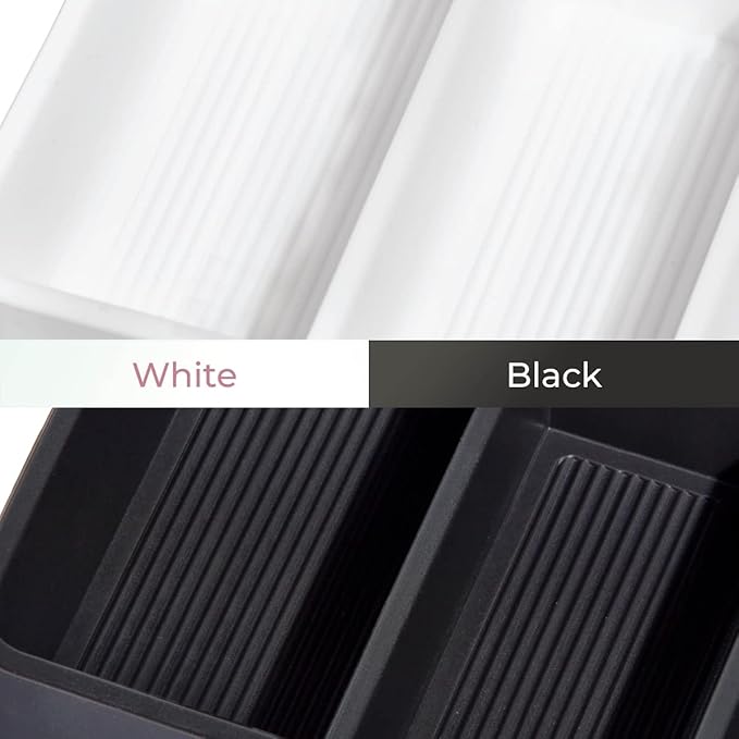 iDesign The Sarah Tanno Collection 4 Slot Silicone Cosmetic Drawer Organizer, Black