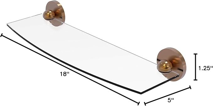 Allied Brass 1033/18 Skyline Collection 18 Inch Glass Shelf, Brushed Bronze