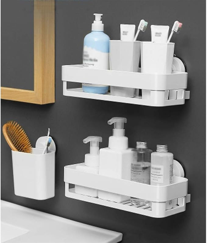 AGYH Bathroom Shelf Wall-Mounted Suction Cup Free Punching Bathroom Storage Rack (Size : Style3)