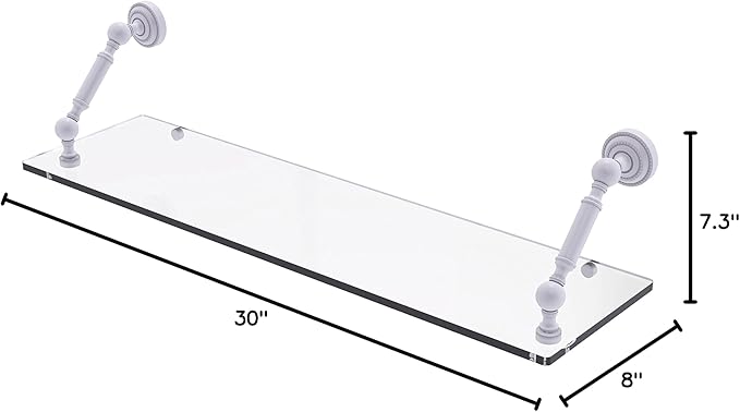 Allied Brass DT-1-30 Dottingham Collection 30 Inch Floating Glass Shelf, Matte White