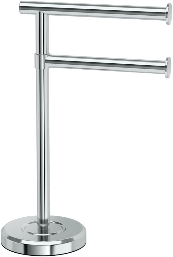 Gatco 1472C Latitude II Minimalist Bathroom Counter Top 2-Arm Pivot Hand Towel Holder, 12" Height, Chrome