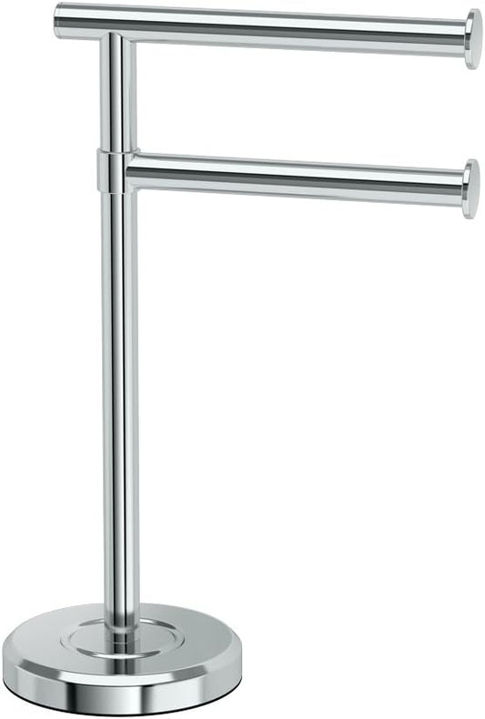 Gatco 1472C Latitude II Minimalist Bathroom Counter Top 2-Arm Pivot Hand Towel Holder, 12" Height, Chrome