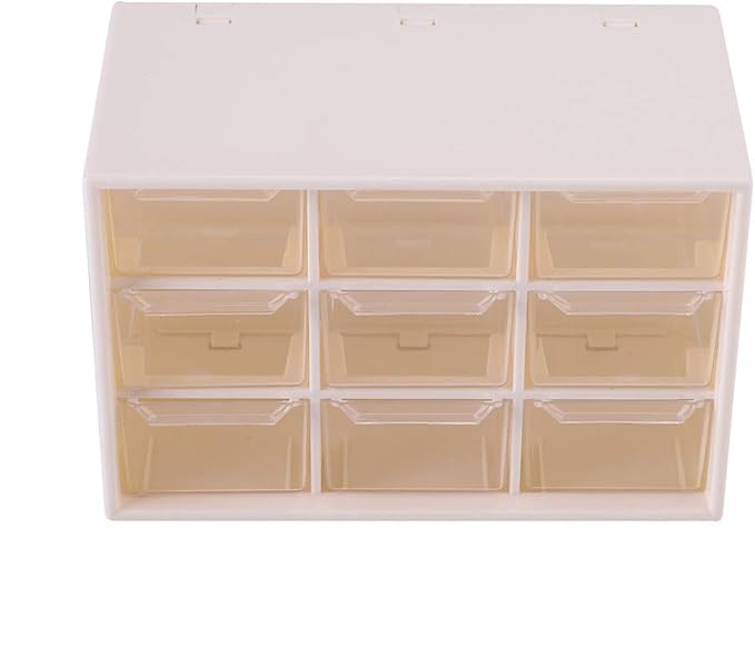 Portable Drawer Storage Box for Jewelry and Cosmetics Compact White Cabinet with Transparent Lattice Design Fits Desktops or Wall Mount
