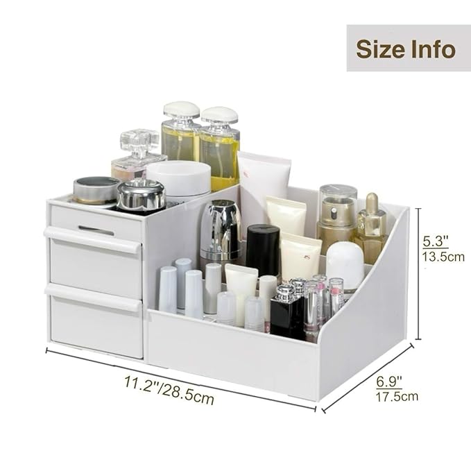 Simbuy Makeup Organizer With Drawers, Bathroom Countertop Organizer for Cosmetics, Vanity Storage for Lipstick, Brushes, Lotions, Eyeshadow, Nail Polish and Jewelry