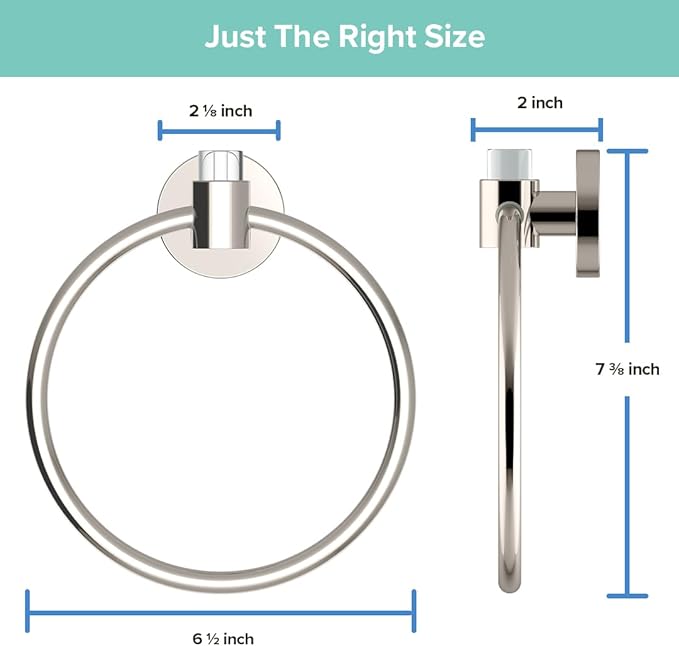 Gatco 5722 Clarion Towel Ring | Wall Mount Bathroom Hand Towel Holder, Modern Bathroom Accessory | Crystal-Clear Acrylic & Polished Nickel Finish