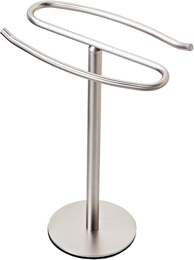 Brushed Nickel Hand Towel Holder Stand,13 Inch Free-Standing Towel Rack, SUS304 Stainless Steel Towel Bar Rack Stand, Tower Bar for Bathroom Kitchen Vanity Countertop?€?