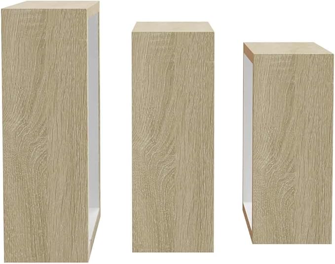 Wall Cube Shelf Set of 3, Floating Shelves for Bedroom Living Room, Modern Decorative MDF Shelves in White and Sonoma Oak, Space-Saving Wall Mounted Display Storage