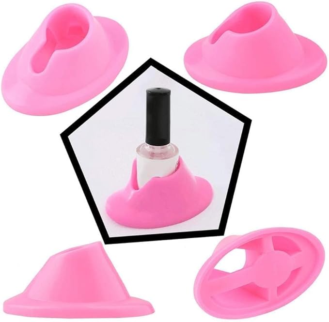 2Pcs Pink Premium Soft Rubber Nail Polish Bottle Holder Display Nail Art Varnish Polish Seat Tool Anti-spill Bottle Stand for Nail Organizer Display for Wife Girlfriend Nail Care Manicure Tools