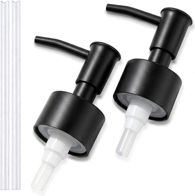 2-Pack Soap Dispenser Pumps Replacement, Universal Lotion & Soap Pump Heads for Standard 28/400 Bottle Neck, Black Finish (Fits 26mm-28mm/ 1.02-1.10 inch)