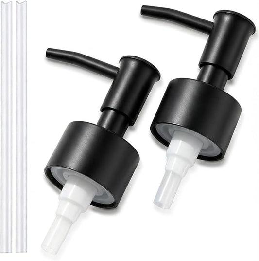 2-Pack Soap Dispenser Pumps Replacement, Universal Lotion & Soap Pump Heads for Standard 28/400 Bottle Neck, Black Finish (Fits 26mm-28mm/ 1.02-1.10 inch)