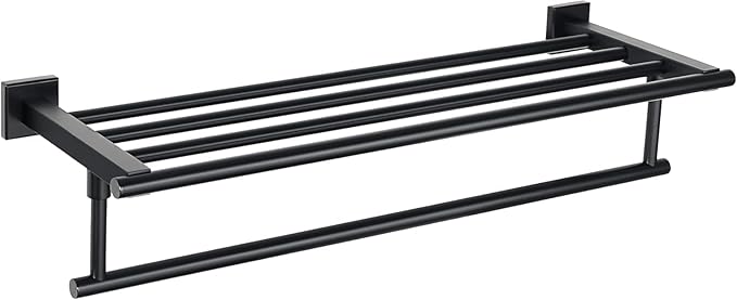 Alise 24 Inch Towel Racks for Bathroom Wall Mounted,Bathroom Towel Rack with Tower Bar,Double Towel Racks for Bathroom,SUS304 Stainless Steel Bathroom Towel Holder Matte Black