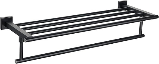 Alise 24 Inch Towel Racks for Bathroom Wall Mounted,Bathroom Towel Rack with Tower Bar,Double Towel Racks for Bathroom,SUS304 Stainless Steel Bathroom Towel Holder Matte Black
