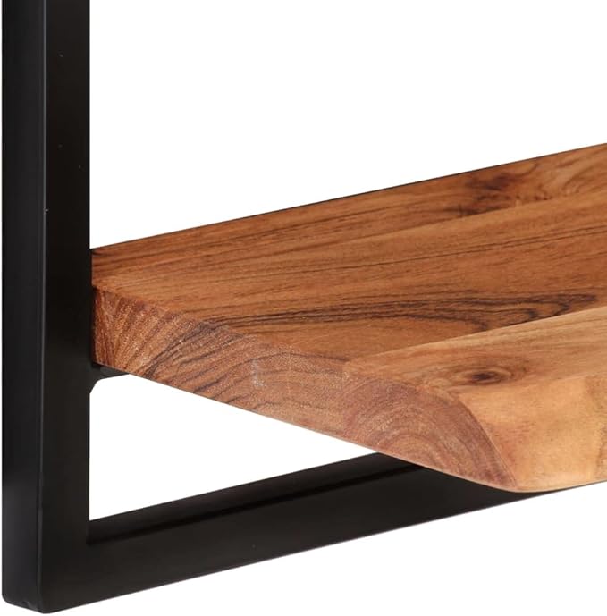 Floating Wall Shelves 2 Pack Solid Acacia Wood with Steel Frame 15.7x9.4x13.8 Inches Rustic Display Shelving for Living Room Bedroom Kitchen Decor