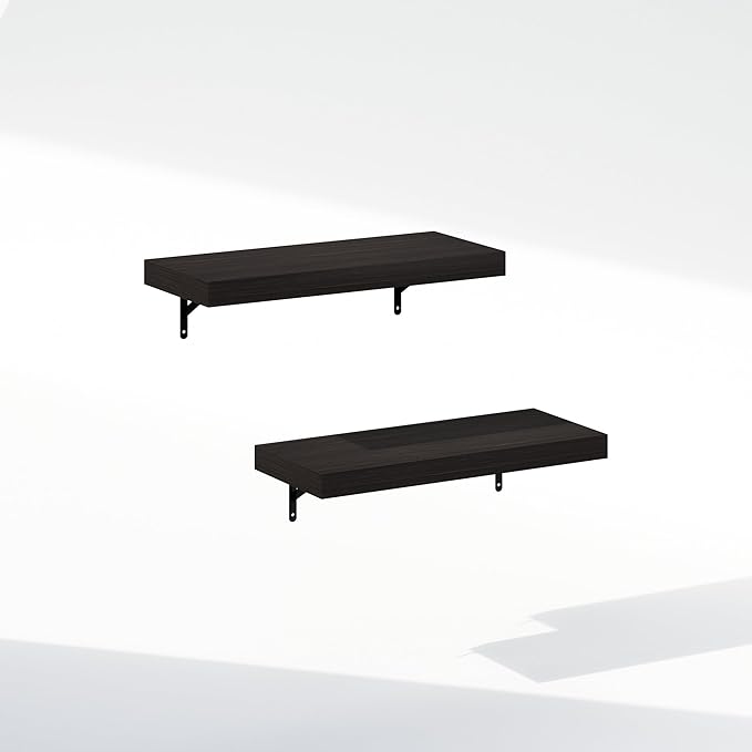 Furinno Tanna Floating Shelves for Wall Set of 2, 22-Inch Bathroom Wall Shelf, Wall Mounted Shelf, for Bathroom Organizers and Storage, Living Room, Tobacco Oak