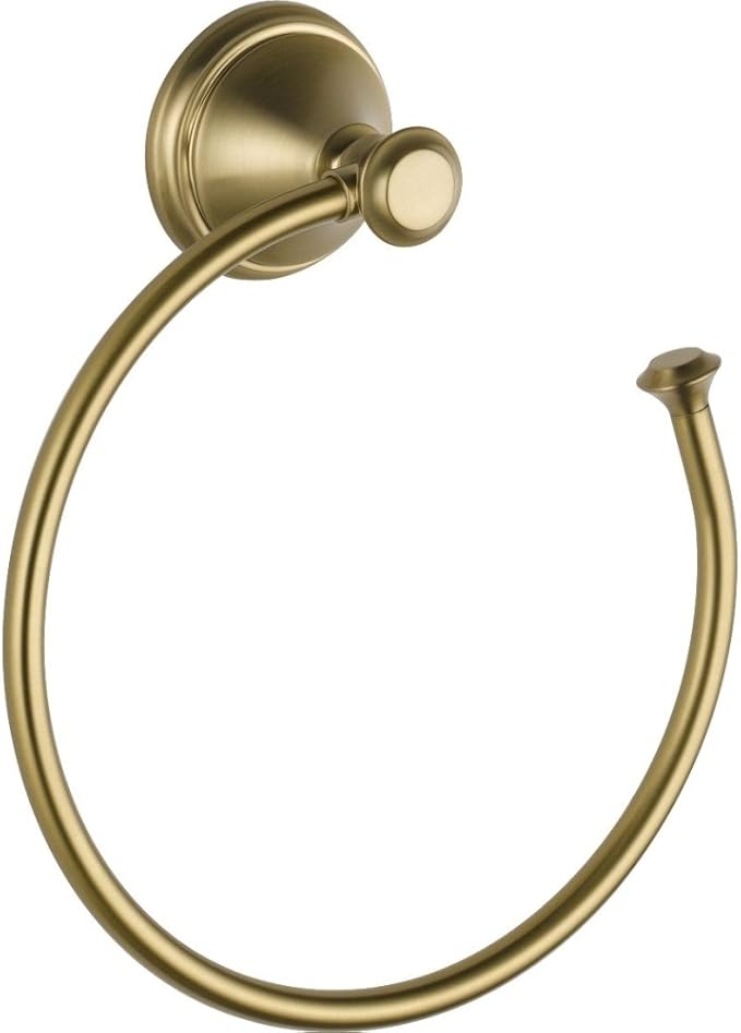 Delta Cassidy (1-Pack) Hand Towel Holder Champagne Bronze Towel Racks for Bathroom Wall Square Towel Ring Holder for Bath Towel Hanger for Kitchen, Bathroom Accessories 79746-CZ