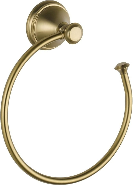 Delta Cassidy (1-Pack) Hand Towel Holder Champagne Bronze Towel Racks for Bathroom Wall Square Towel Ring Holder for Bath Towel Hanger for Kitchen, Bathroom Accessories 79746-CZ