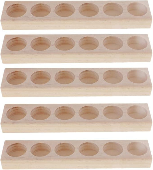 5 Pack Solid Wood Single Tier Perfume Essential Oil Display Stand Storage Organizer Rack Wooden Holder for 6 Pieces 5ml 10ml 15ml Bottles