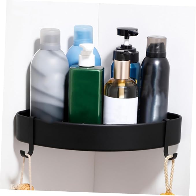 Cabilock Fan-Shaped Corner Storage Rack Black Space Aluminum Bathroom Shelf Stand for Kitchen Toilet Living Organizer and Elegant Home Storage