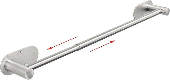 TocTen Self Adhesive Towel Bar, Stick Bath Towel Rack for Bathroom Adjustable 16-24", Stainless Steel Bathroom Towel Holder, No Drill Stick on Wall Towel Hangers for Bathroom(Brushed Nickel)