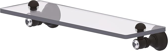 Allied Brass CC-1-16-ORB Carolina Crystal Collection 16 Inch Glass Shelf, Oil Rubbed Bronze