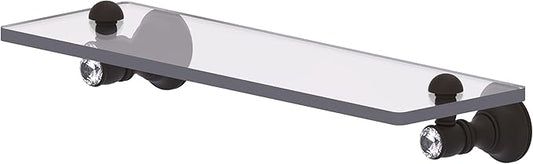 Allied Brass CC-1-16-ORB Carolina Crystal Collection 16 Inch Glass Shelf, Oil Rubbed Bronze