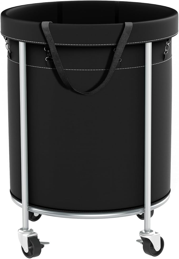 Aduanbang 170L Laundry Basket with Wheels, Rolling Hamper with Removable Bag & Steel Frame, Round Laundry Cart with 4 Casters & 2 Brakes, Ideal for Bedroom, Bathroom & Laundry Room