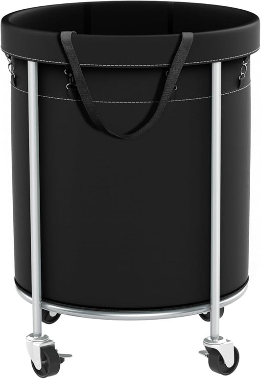 Aduanbang 170L Laundry Basket with Wheels, Rolling Hamper with Removable Bag & Steel Frame, Round Laundry Cart with 4 Casters & 2 Brakes, Ideal for Bedroom, Bathroom & Laundry Room