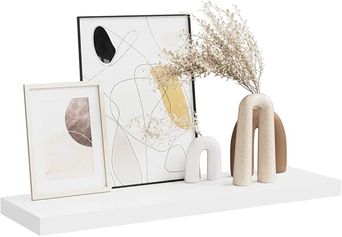 Floating Wall Shelf 31.5 Inch, Modern White Honeycomb MDF Display Shelves for Bedroom Living Room Office, Minimalist Wall Mounted Storage Ledge