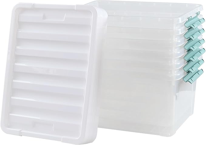 35 Quarts Latching Box, Clear Storage Bins with Lids, Large Plastic Containers for Storage Set of 6
