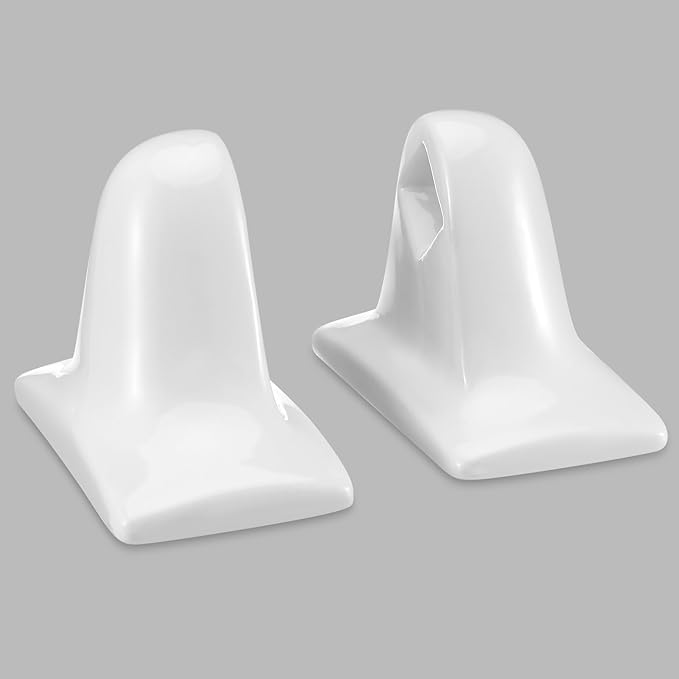 RattanView 2 Pcs White Porcelain Ceramic Towel Bar Rod Rack Post Holder Bracket Tile Set Mid Century Modern Vintage Retro Ceramic Bathroom Towel Holder Porcelain Bathroom Accessories