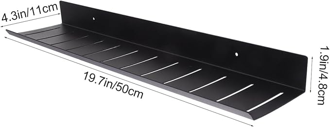 Garneck Black Space Aluminum Wall Mounted Bathroom Organizer Shelf Nail Wall Storage Rack for Living Bedroom Office Space Saving Bathroom Shelves