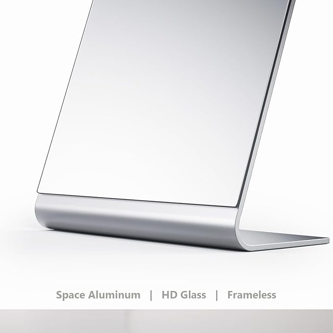 NEZZOE 12"x7" Frameless Flat Makeup Mirror, Free Standing Vanity Mirror for Bathroom Countertop, Desk or Jewelry Display, Perfect for Makeup & Shaving
