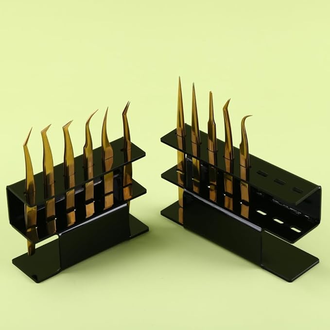 Acrylic Tweezers Holder, 6 Holes Tweezers Stand Display Organizer for Eyelash Extension Supplies Accessories Grafting Beauty Tools (6 Holes Black)
