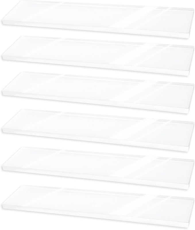 6 pcs Medicine Cabinet Shelf Replacement, 13x1.18in/33x7.6cm Wall Mount Acrylic Insert Shelves Board Storage 13 inch Shelving Replacemnt for Bathroom Kitchen Living Room Organizer (Clear)
