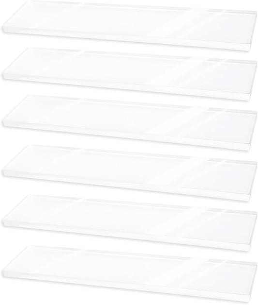 6 pcs Medicine Cabinet Shelf Replacement, 13x1.18in/33x7.6cm Wall Mount Acrylic Insert Shelves Board Storage 13 inch Shelving Replacemnt for Bathroom Kitchen Living Room Organizer (Clear)