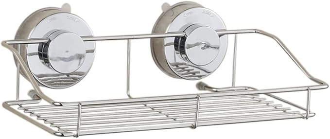 Wall Mounted Bathroom Shelf with Suction Cups Kitchen Storage Rack for Easy Organization Silver