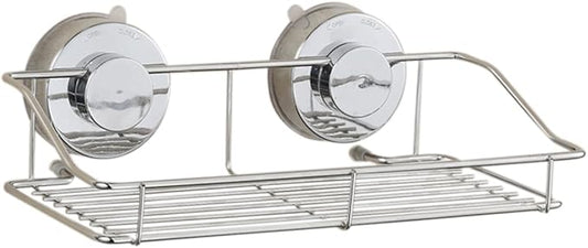 Wall Mounted Bathroom Shelf with Suction Cups Kitchen Storage Rack for Easy Organization Silver
