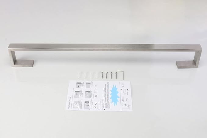 TocTen Bath Towel Rack - Square Base Thicken SUS304 Stainless Steel Towel Bar for Bathroom, Bathroom Bar Accessories Towel Rod Heavy Duty Wall Mounted Towel Holder (Brushed Nickel, 36 Inch)