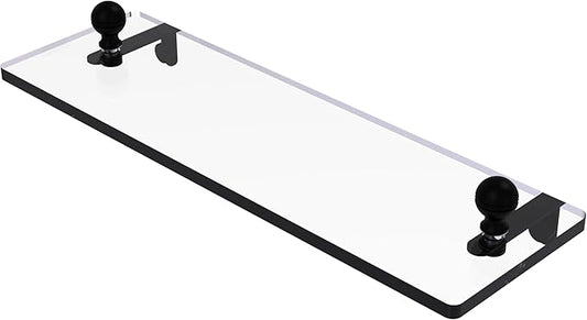 Allied Brass MA-1/16-BKM Mambo 16 Inch Glass Vanity Beveled Edges Shelf, Matte Black
