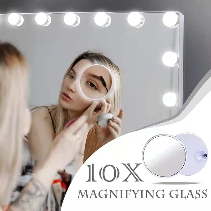 Kottova 23"x18.1" Vanity Mirror with Lights, Lighted Makeup Mirror with 15 Dimmable LED Bulbs, Hollywood Mirror with 3 Color Lightings, USB Charging Port Touch Control, Metal Frame,Plug in (White)