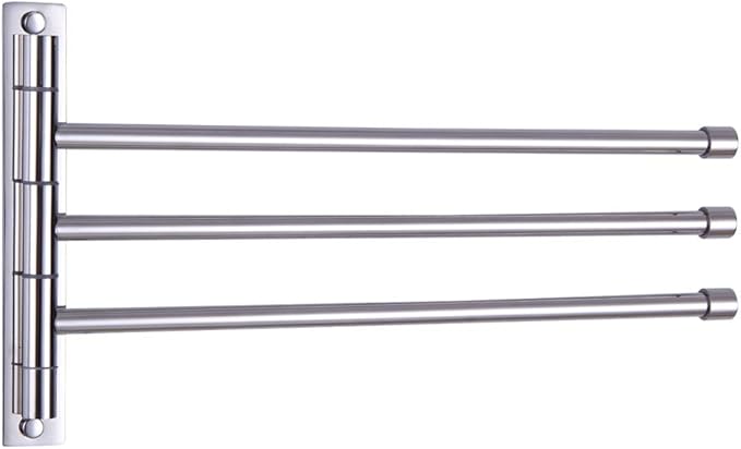 GERZWY SUS 304 Stainless Steel Bathroom Hand Towel Rack 3-Bar Folding Arm Swivel Hanger Bath Towel Holder Swing Out Towel Bar Wall Mount Polished Finish HYG03-JG