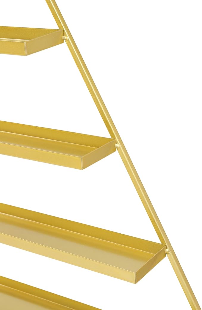 Triangular Nail Polish Display Rack Wall-Mounted,5 Tiers Metal Free Combination Floating Shelves, Cosmetic Display Perfume Holder Lipstick Shelf for Nail Salon Shop(Gold)