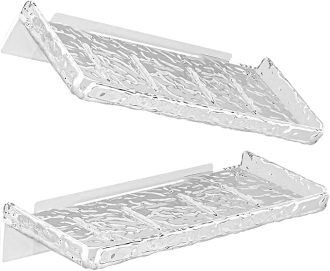 Healifty 2pcs Floating Shelf Wall Mount Storage Rack Toiletries Display for Laundry Room