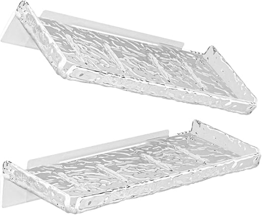 Healifty 2pcs Floating Shelf Wall Mount Storage Rack Toiletries Display for Laundry Room