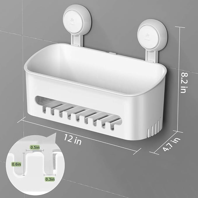 LUXEAR Shower Caddy Suction Cup NO-Drilling Removable Shower Shelf Powerful Heavy Duty Hold up to 22lbs, Waterproof Storage Basket for Shampoo & Toiletries Bathroom & Kitchen Caddy Organizer