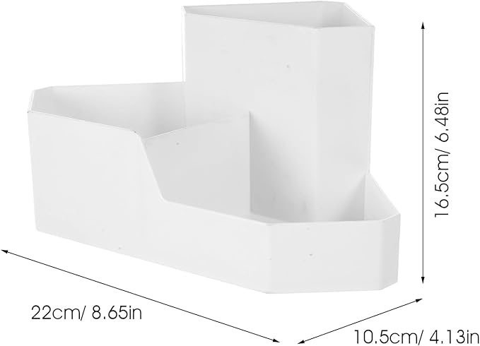 Cabilock White Plastic Makeup Organizer Box Multipurpose Storage for Skincare Bathroom Organizer and Makeup Brush Holder with Corner Design