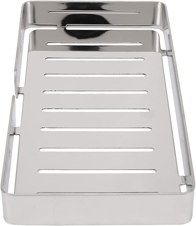 YWBL-WH Rack Wall Mount Stainless Steel Bathroom Shelf Organizer with Drain Rack 23x12cm for Shampoo Dispenser Kitchen Storage (Silver)